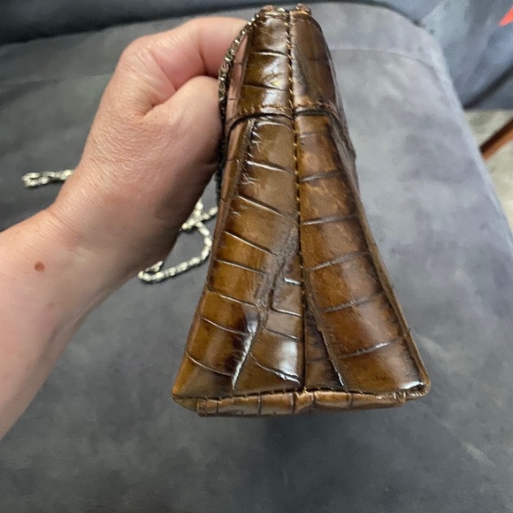 Valentina In Pell Italian Leather Zipper Purse Vintage Croc Style Look - Picture 16 of 16